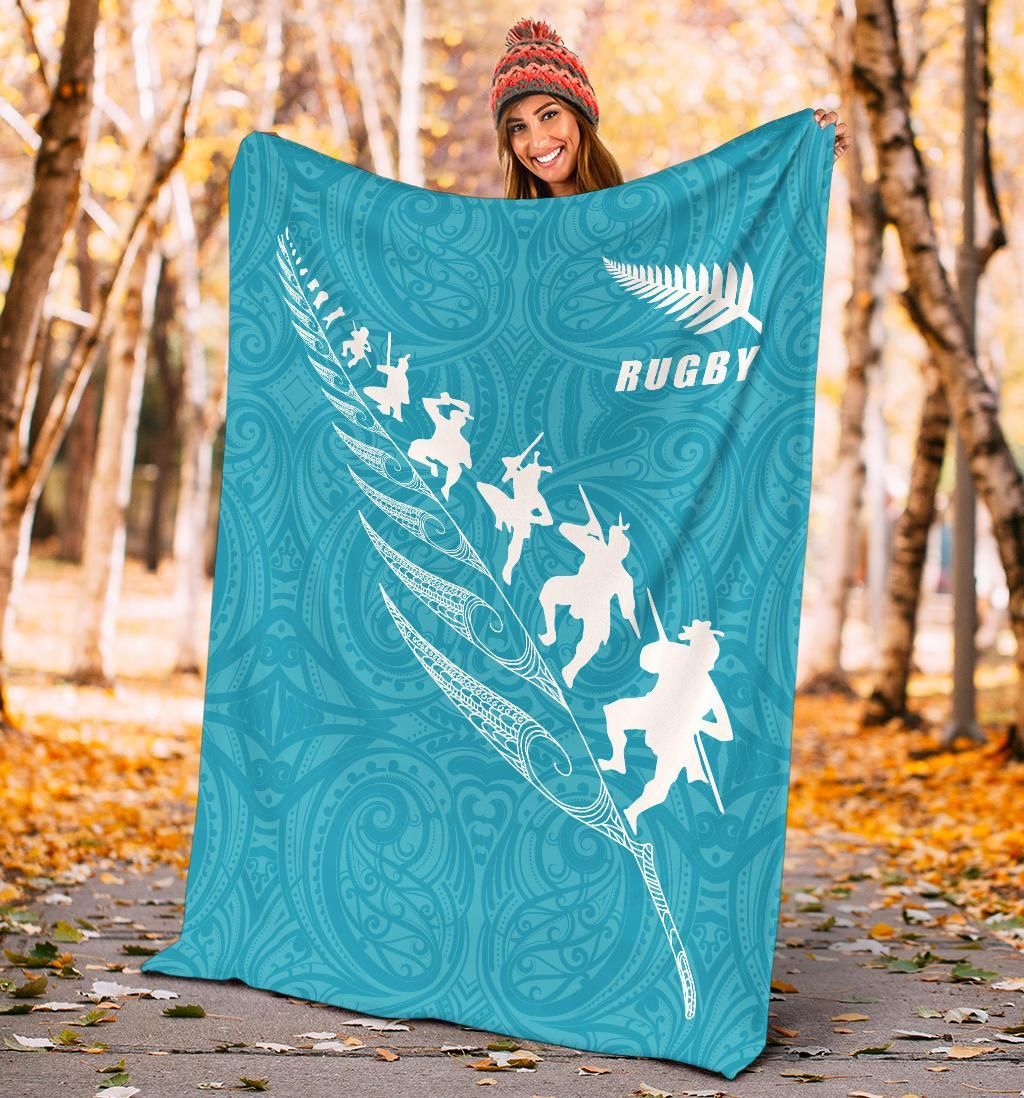 rugby-haka-fern-premium-blanket-blue