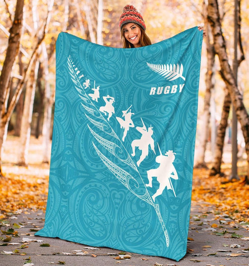 rugby-haka-fern-premium-blanket-blue