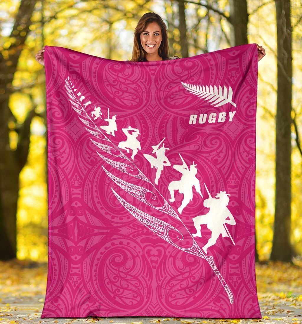 rugby-haka-fern-premium-blanket-pink