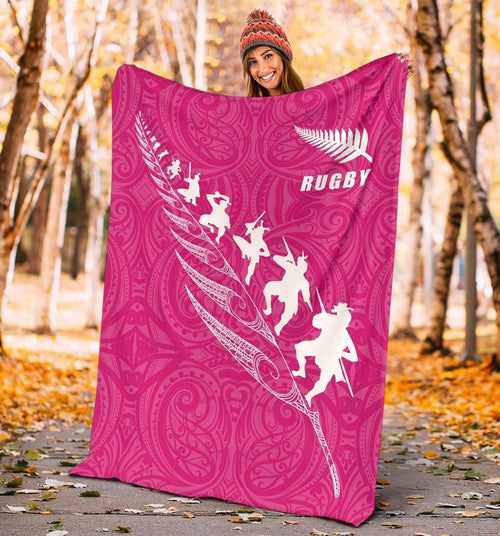 rugby-haka-fern-premium-blanket-pink