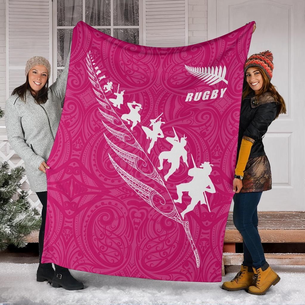 rugby-haka-fern-premium-blanket-pink