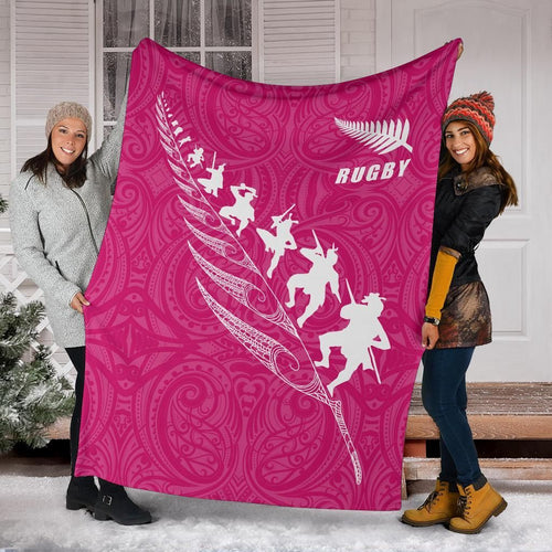 rugby-haka-fern-premium-blanket-pink