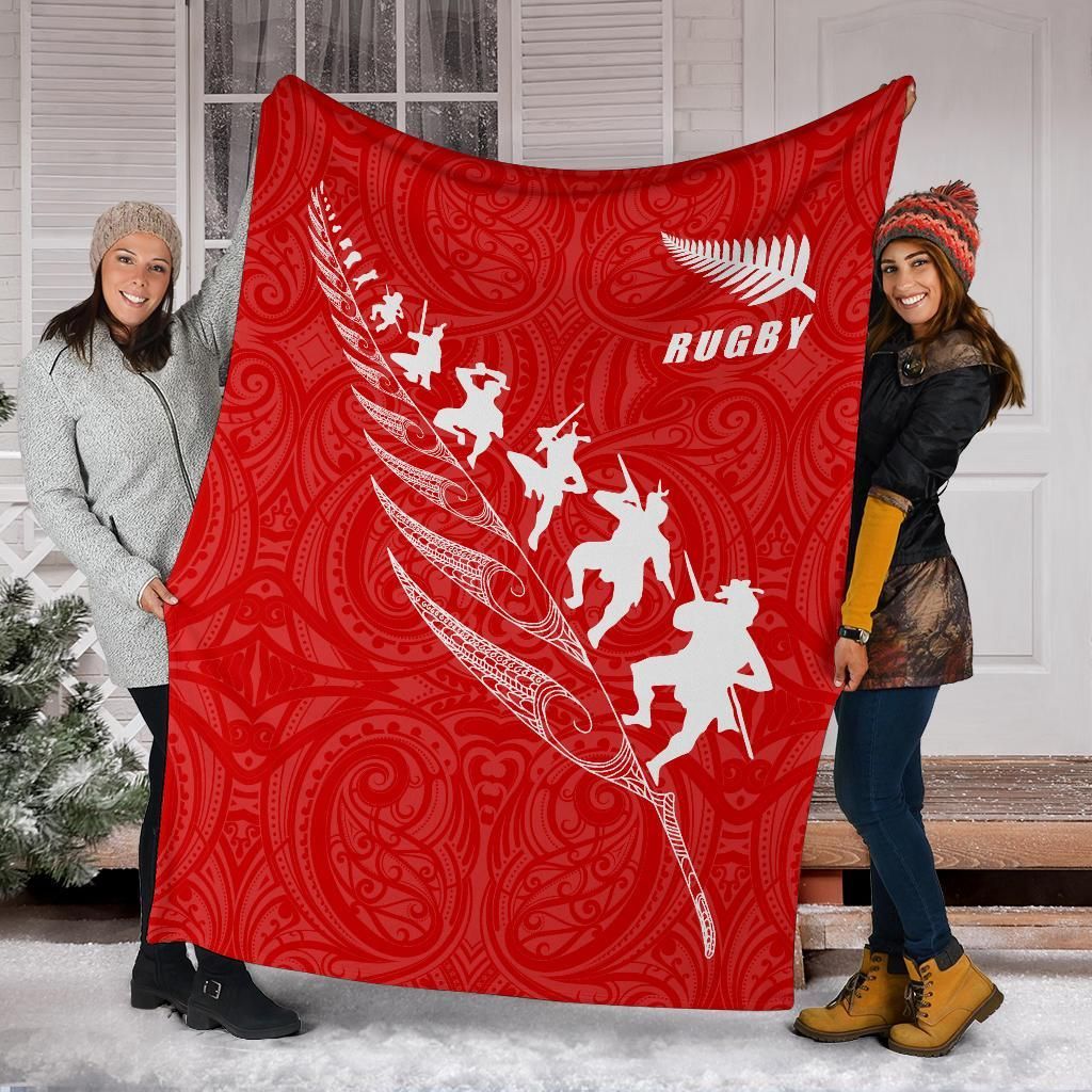 rugby-haka-fern-premium-blanket-red