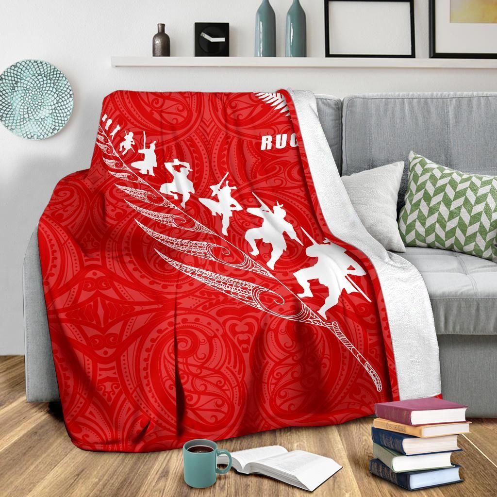 rugby-haka-fern-premium-blanket-red