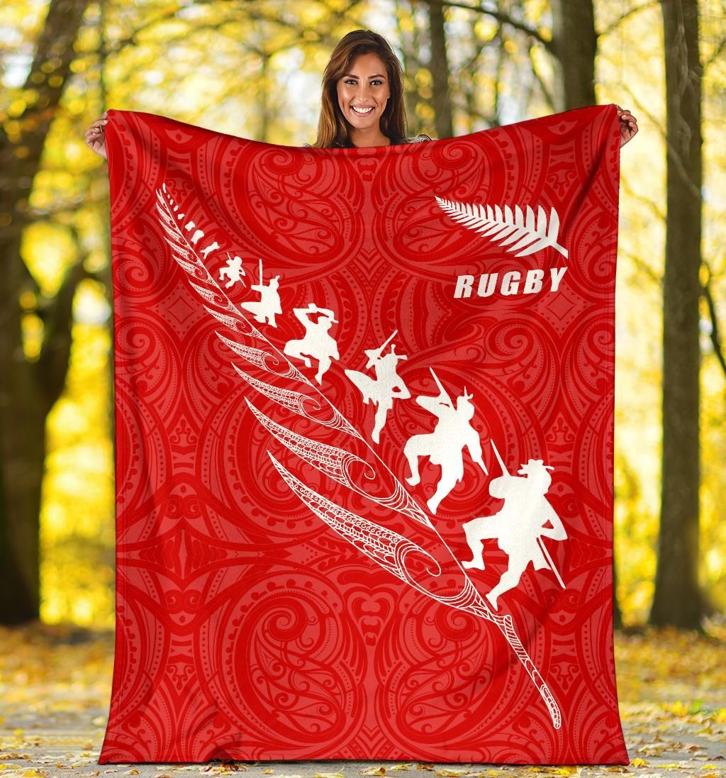 rugby-haka-fern-premium-blanket-red