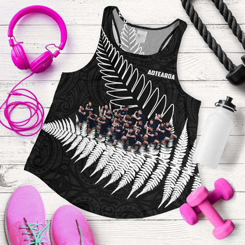 New Zealand Haka Rugby Women Racerback Tank - Best Silver Fern Black - Vibe Hoodie