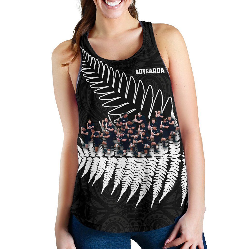 New Zealand Haka Rugby Women Racerback Tank - Best Silver Fern Black - Vibe Hoodie