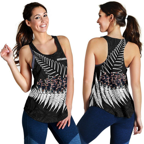 New Zealand Haka Rugby Women Racerback Tank - Best Silver Fern Black - Vibe Hoodie