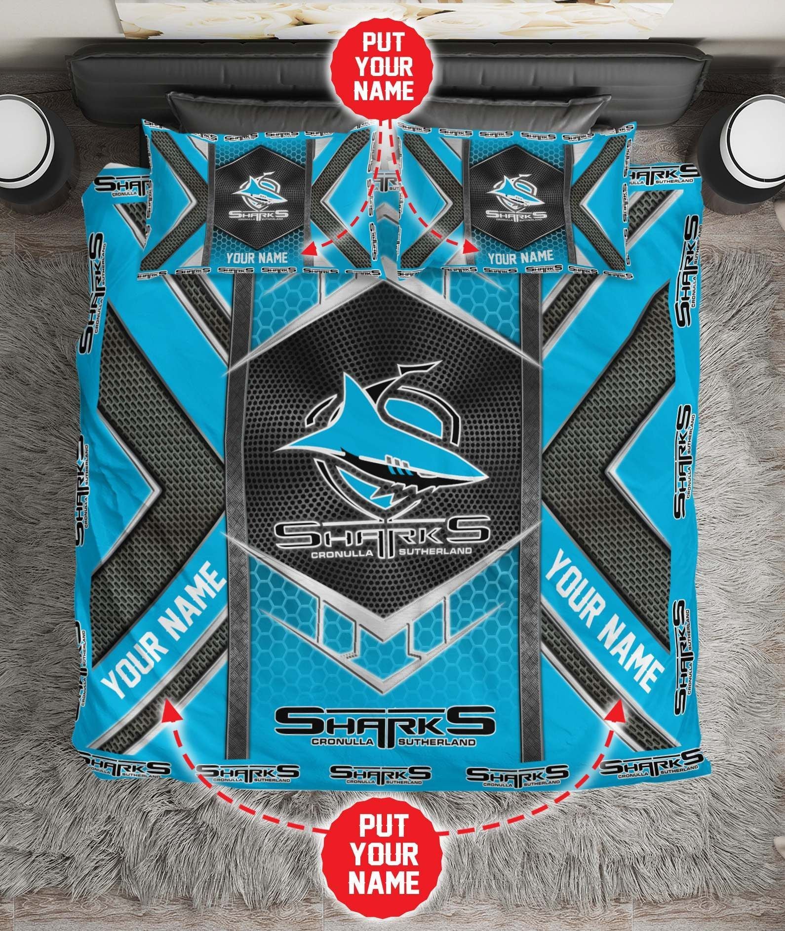 personalized-cronulla-sutherland-sharks-limited-edition-bedding-set-nrl-metal-1
