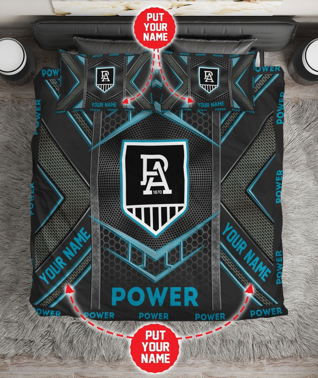 personalized-port-adelaide-football-club-limited-edition-bedding-set-afl-metal