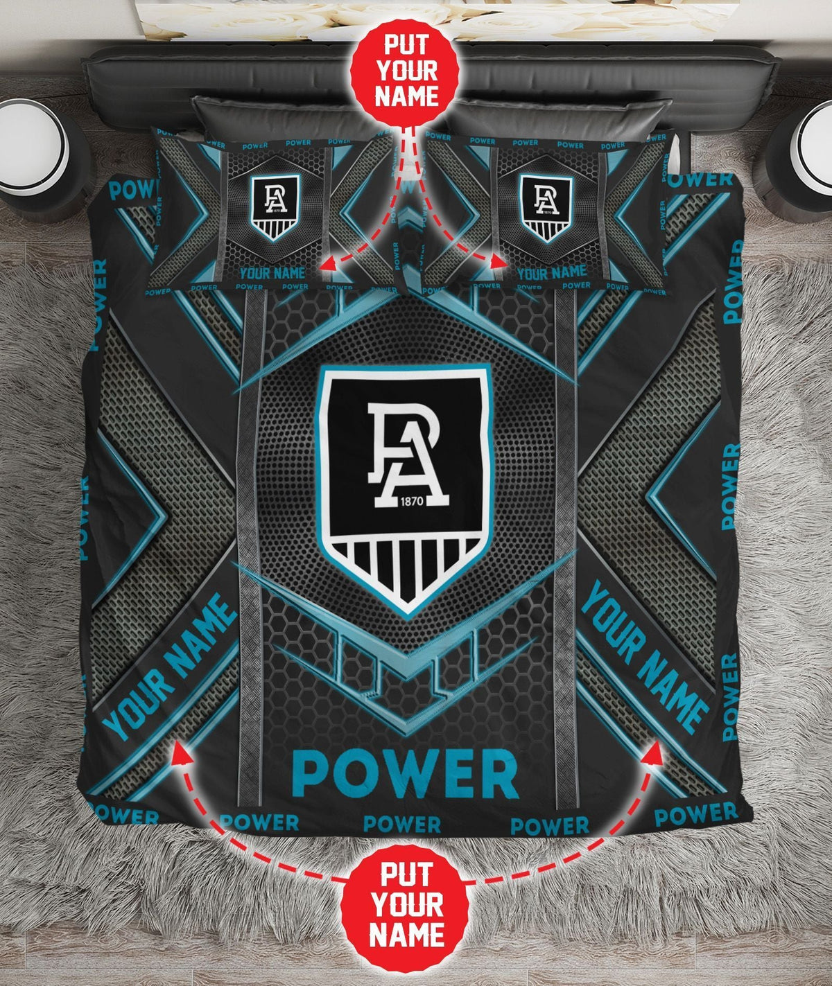 personalized-port-adelaide-football-club-limited-edition-bedding-set-afl-metal