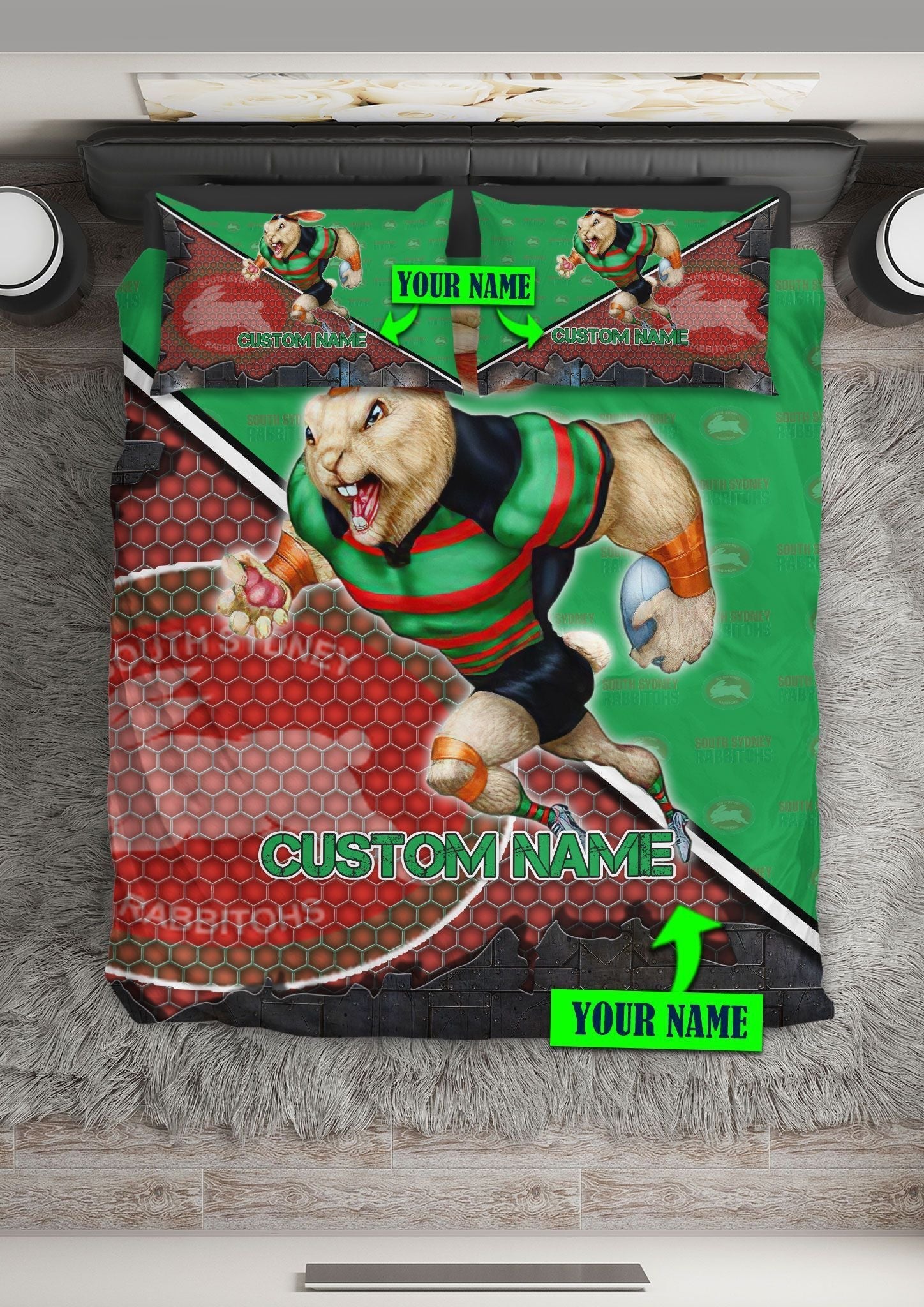 personalized-south-sydney-rabbitohs-edition-bedding-set-nrl-metal