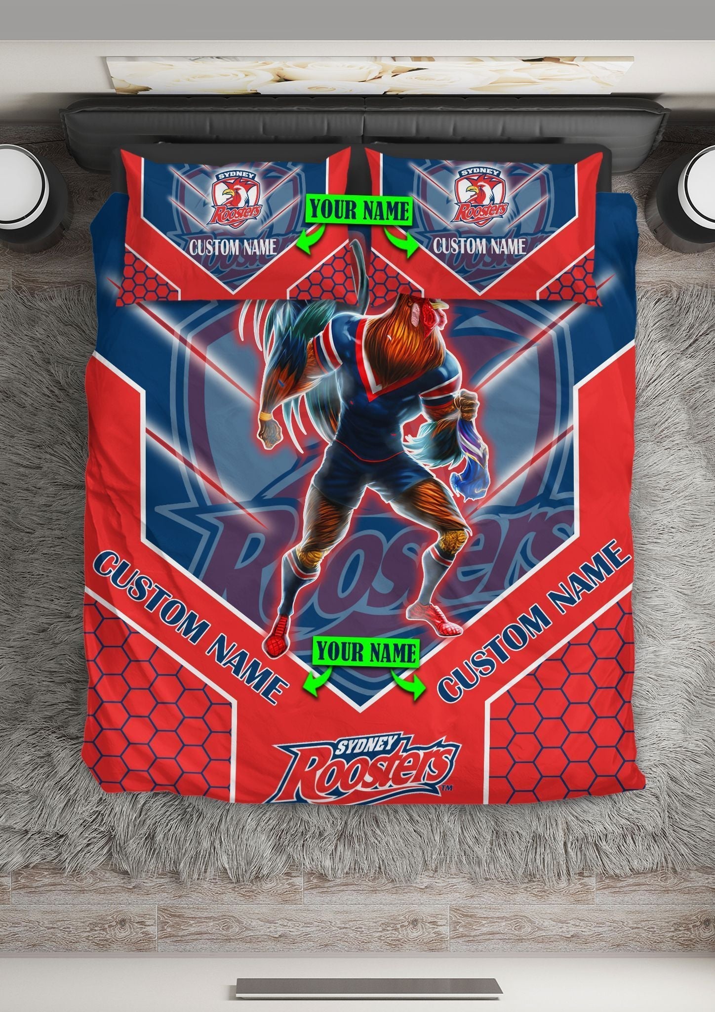 nrl-bedding-set-sydney-roosters-bedding-set-mascot