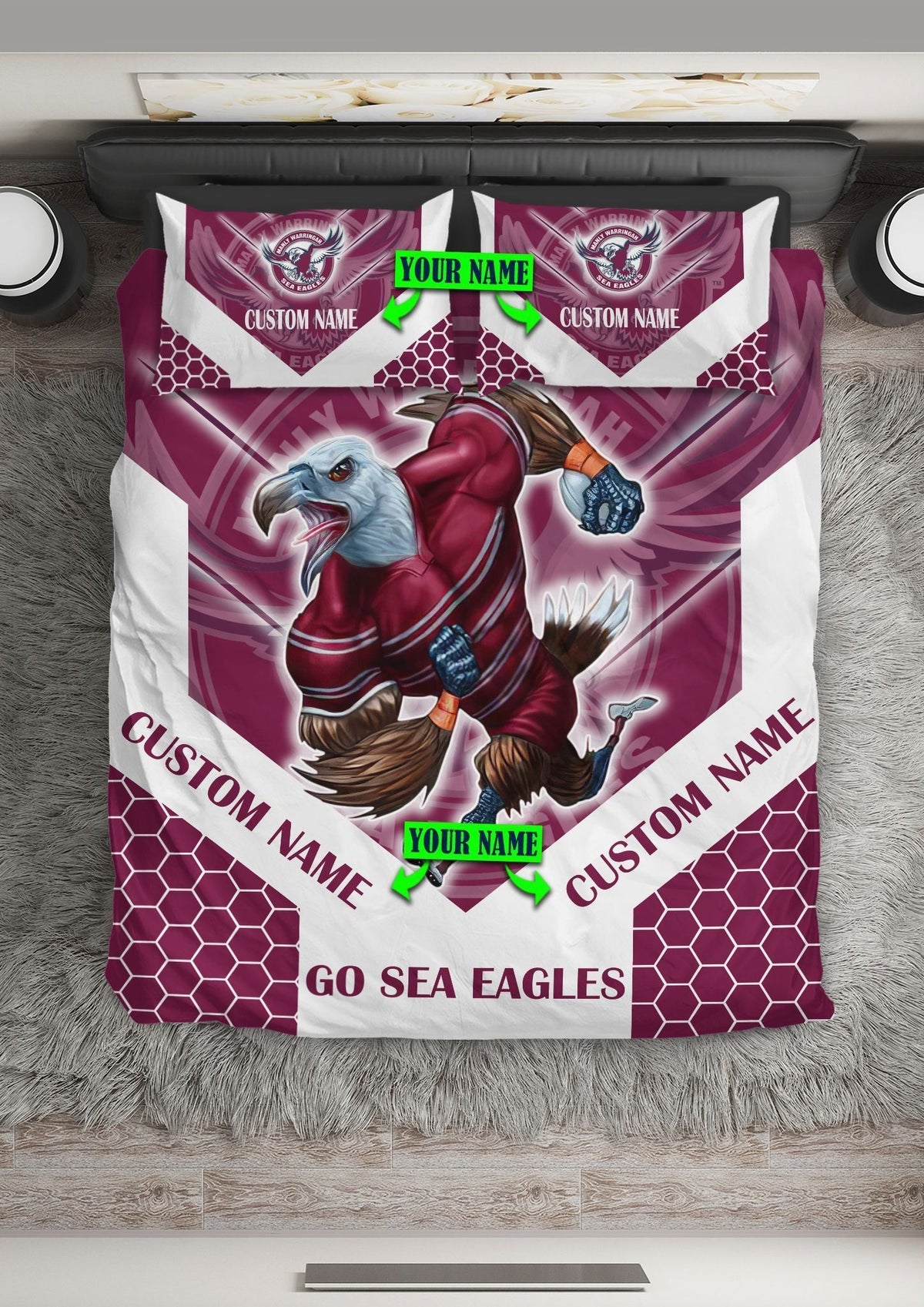 nrl-bedding-set-manly-warringah-sea-eagles-bedding-set-mascot