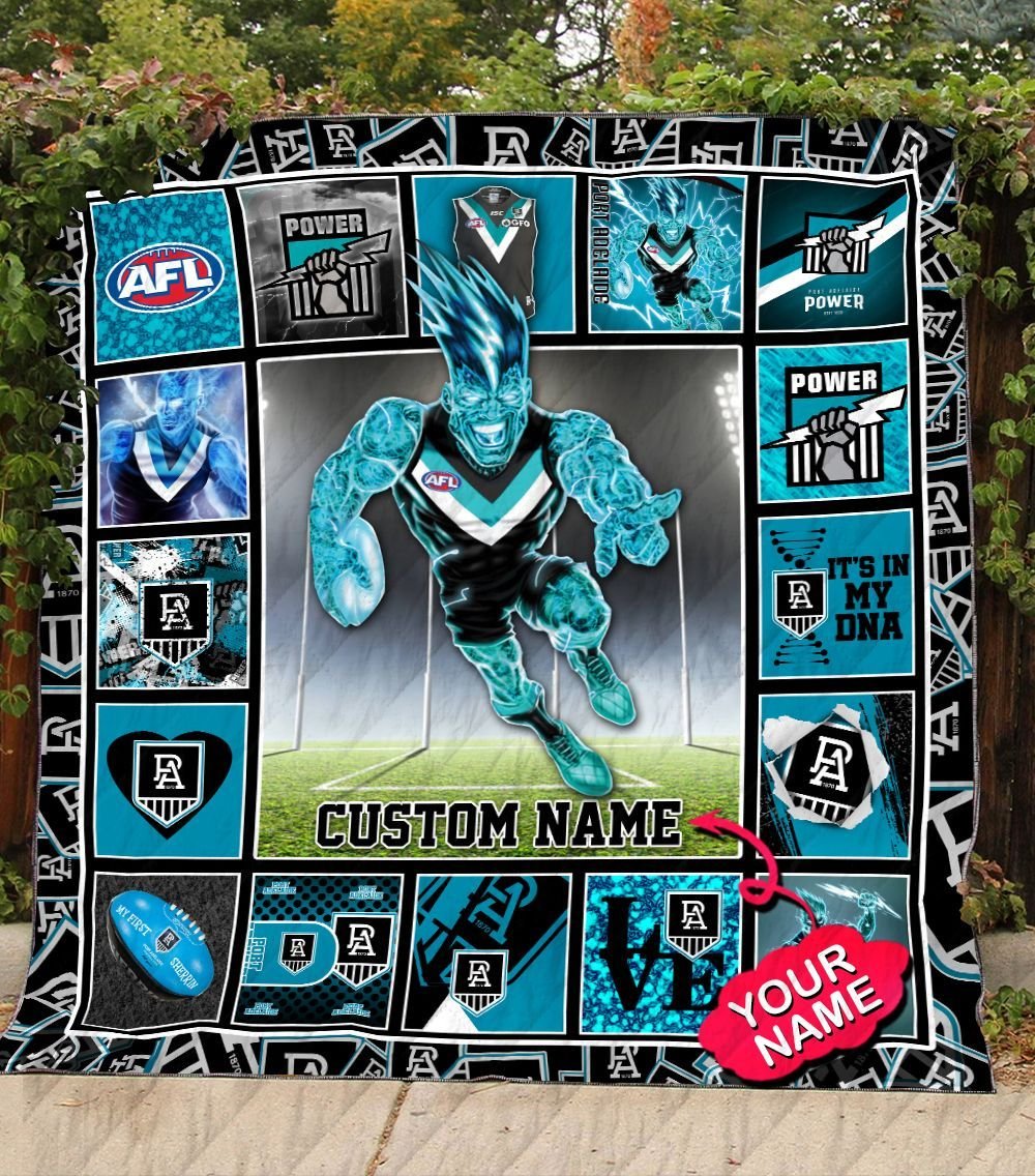 port-adelaide-football-club-quilt-blanket-afl-quilt-blanket-mascot-personalized