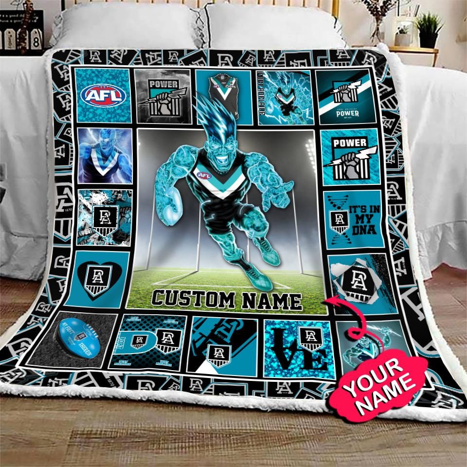 port-adelaide-football-club-quilt-blanket-afl-quilt-blanket-mascot-personalized