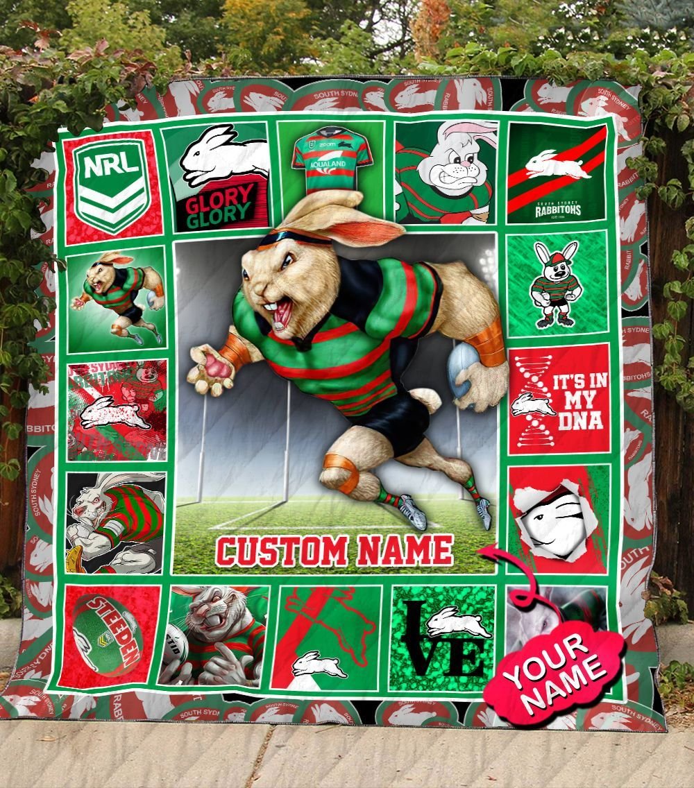 south-sydney-rabbitohs-quilt-blanket-nrl-quilt-blanket-mascot-personalized