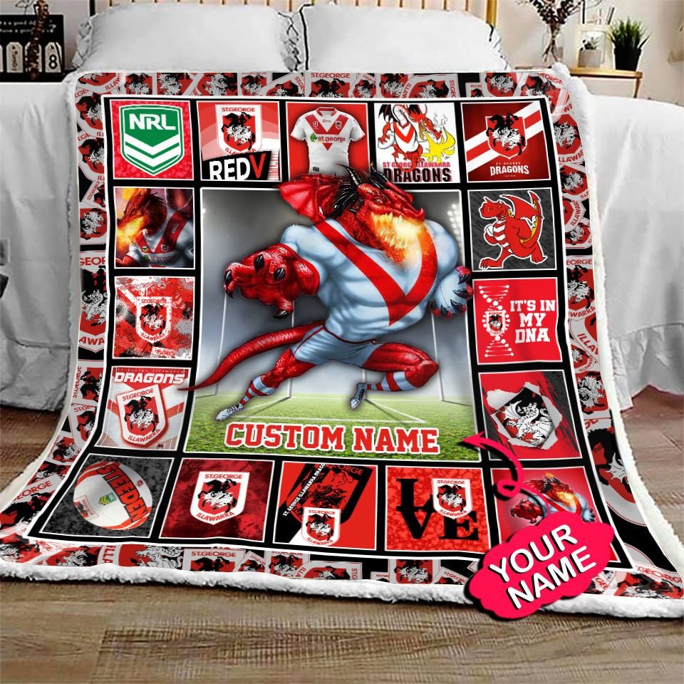 st-george-illawarra-dragons-quilt-blanket-nrl-quilt-blanket-mascot-personalized