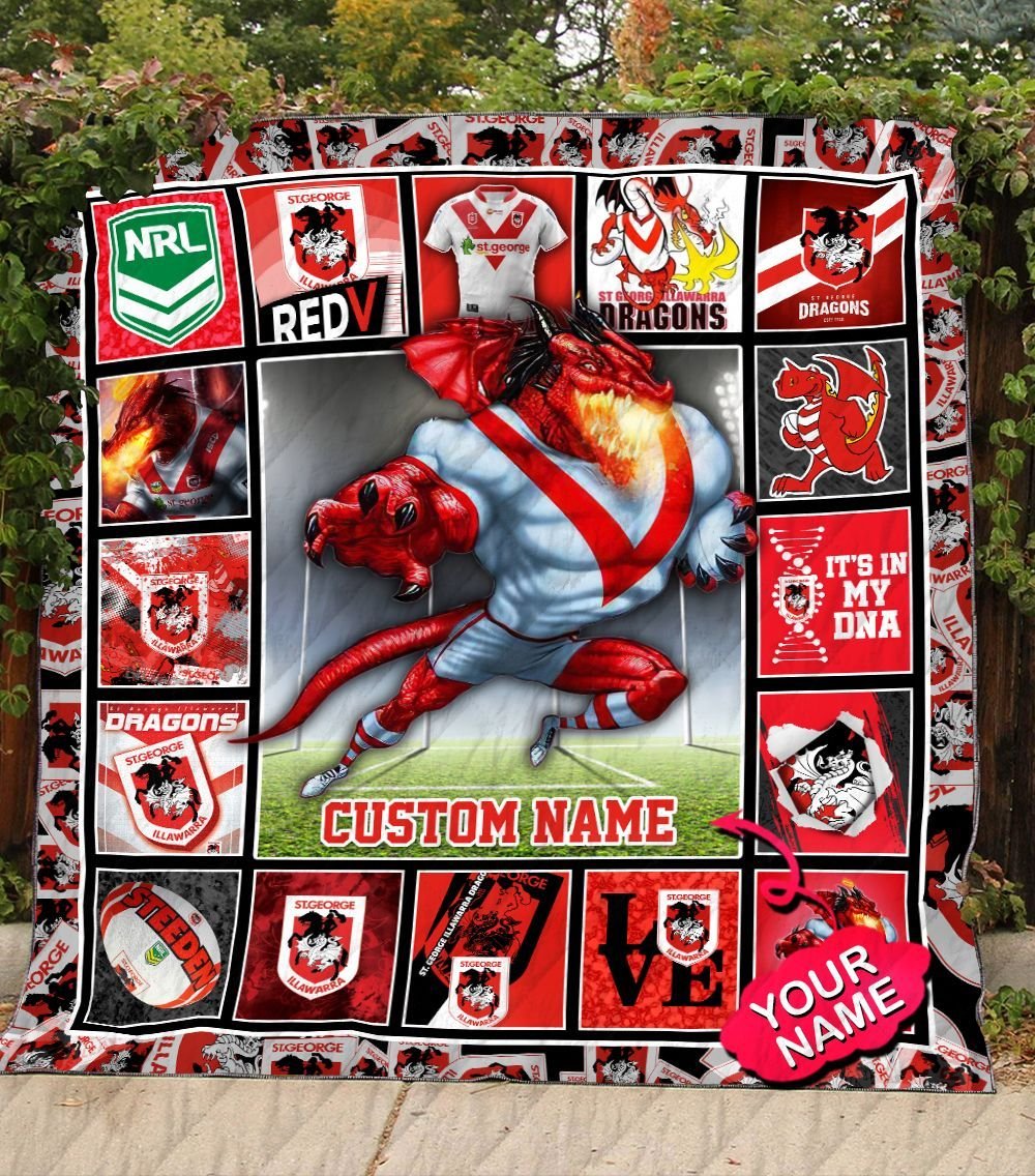 st-george-illawarra-dragons-quilt-blanket-nrl-quilt-blanket-mascot-personalized