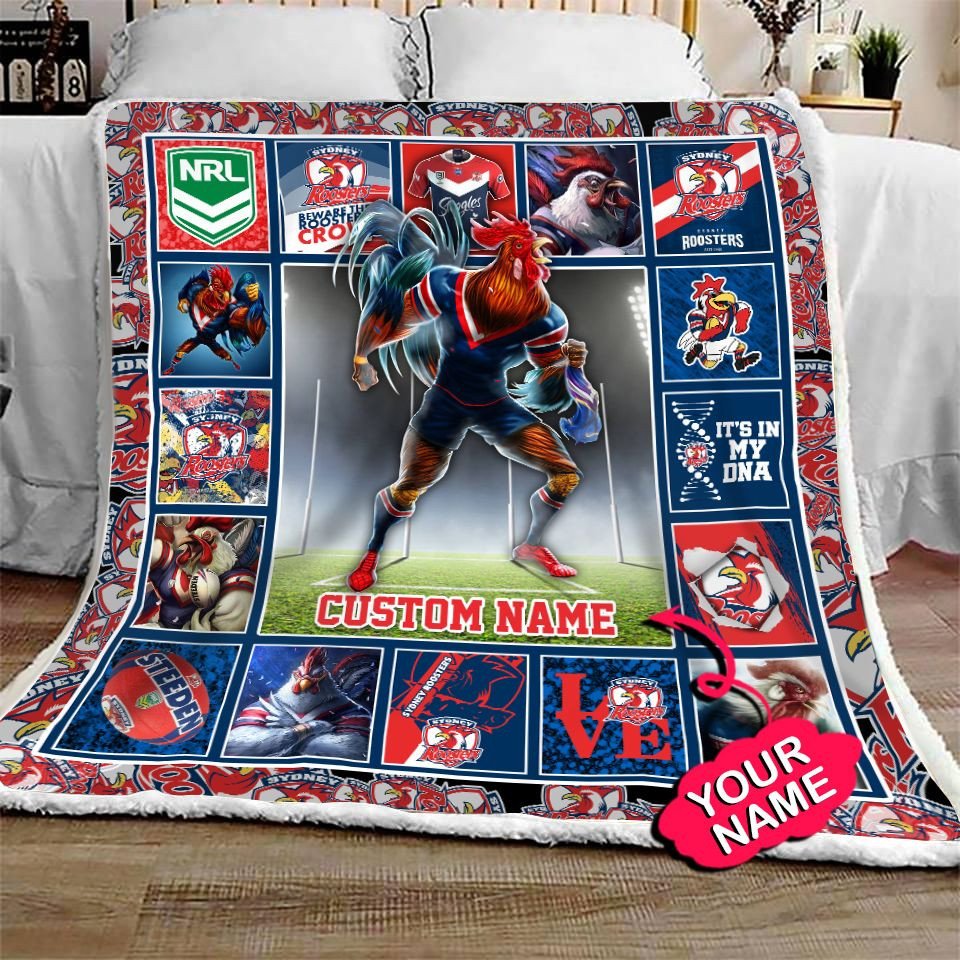 sydney-roosters-quilt-blanket-nrl-quilt-blanket-mascot-personalized