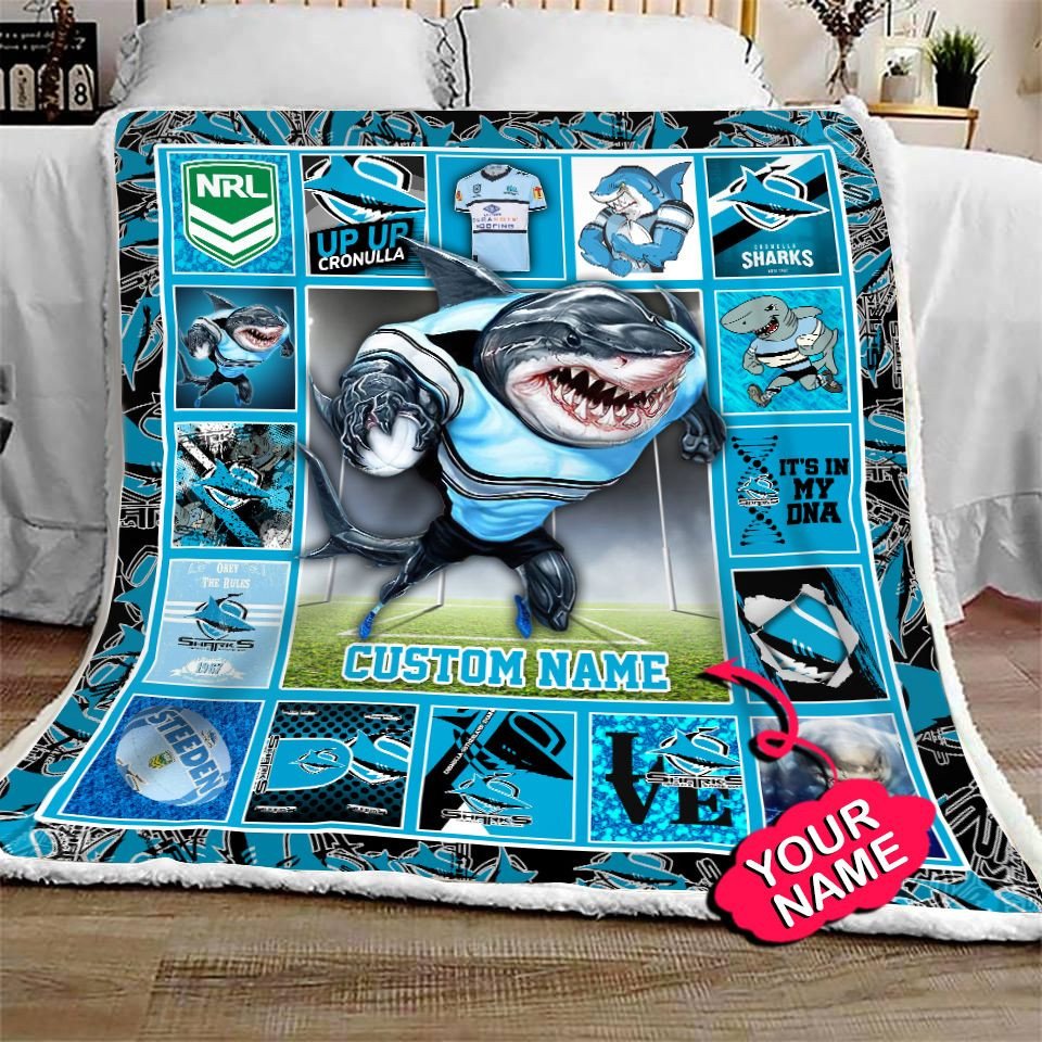 cronulla-sutherland-sharks-quilt-blanket-nrl-quilt-blanket-mascot-personalized