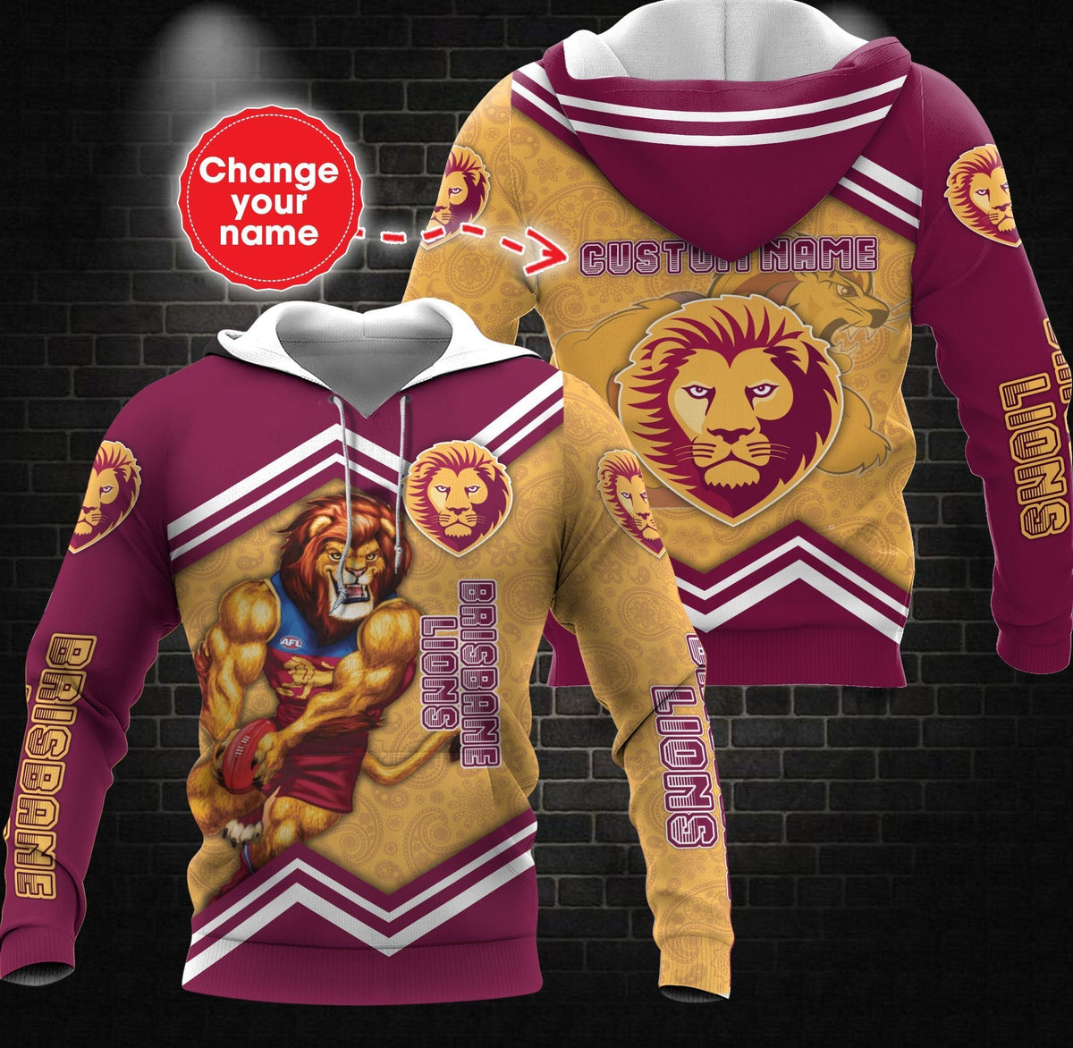 personalized-custom-3d-hoodie-brisbane-lions-afl-mascot