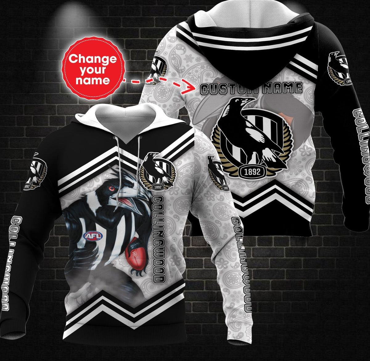 personalized-custom-3d-hoodie-collingwood-football-club-afl-mascot