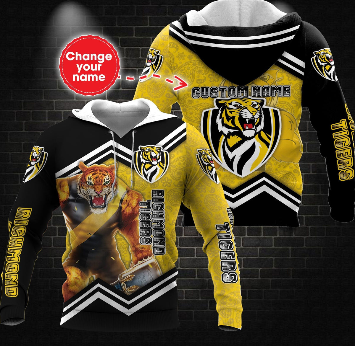 personalized-custom-3d-hoodie-richmond-football-club-afl-mascot
