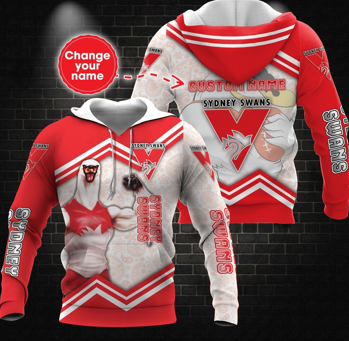 personalized-custom-3d-hoodie-sydney-swans-afl-mascot
