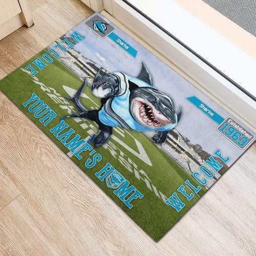 cronulla-sutherland-sharks-3d-mascot-personalized-welcome-to-my-home-doormat
