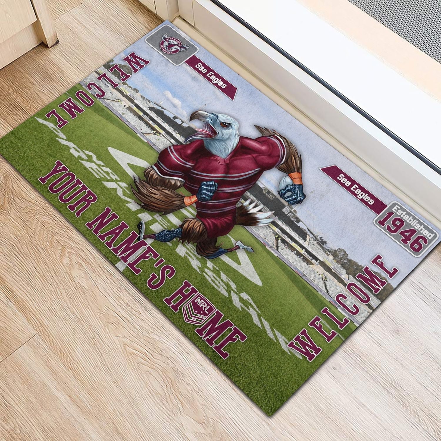 manly-warringah-sea-eagles-3d-mascot-personalized-welcome-to-my-home-doormat