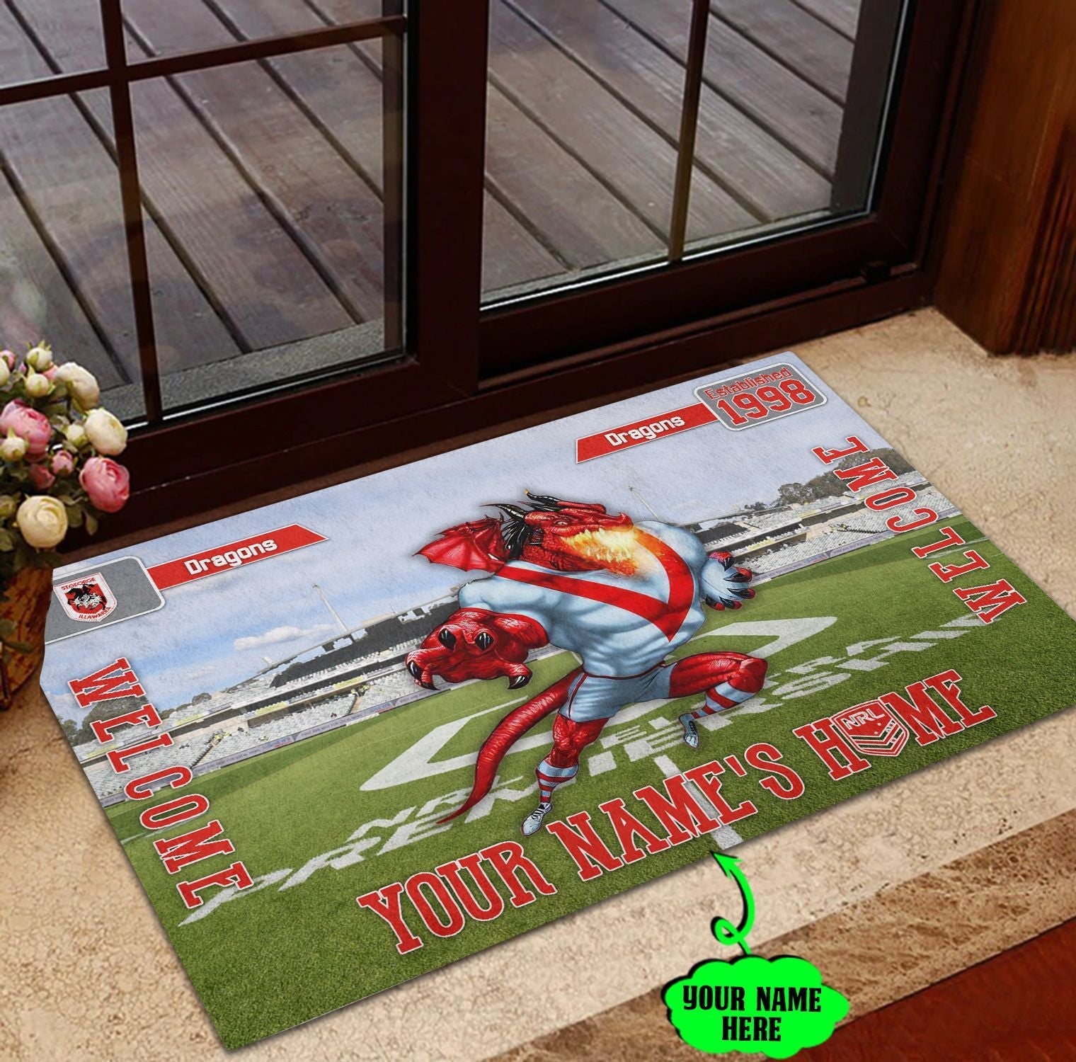 st-george-illawarra-dragons-3d-mascot-personalized-welcome-to-my-home-doormat