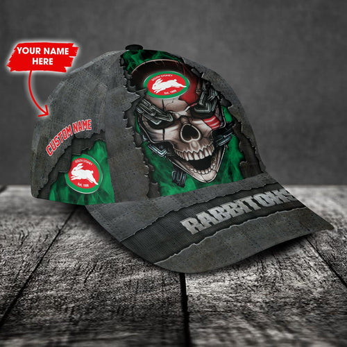 south-sydney-rabbitohs-3d-metal-skull-personalized-classic-cap-02