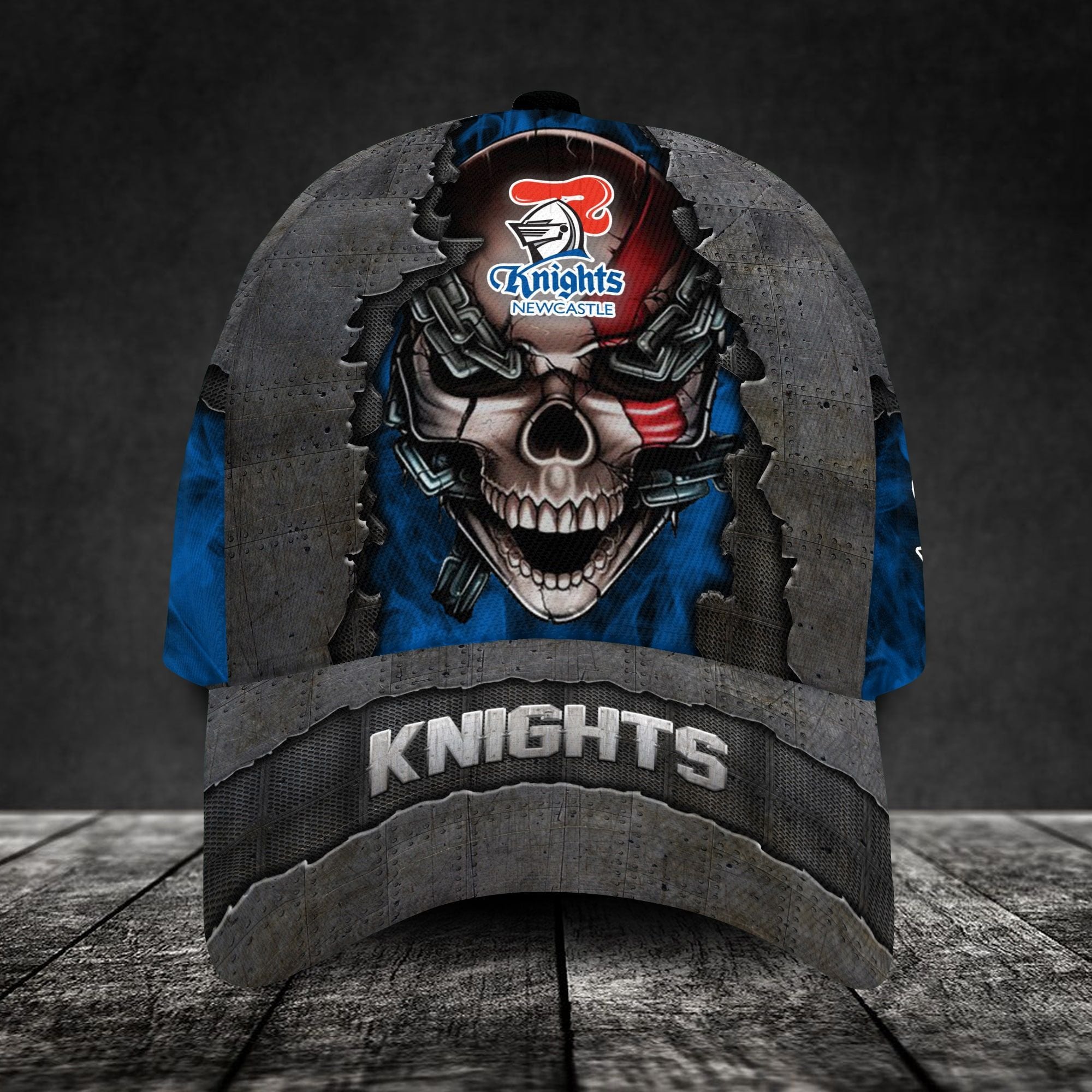 newcastle-knights-3d-metal-skull-personalized-classic-cap-02