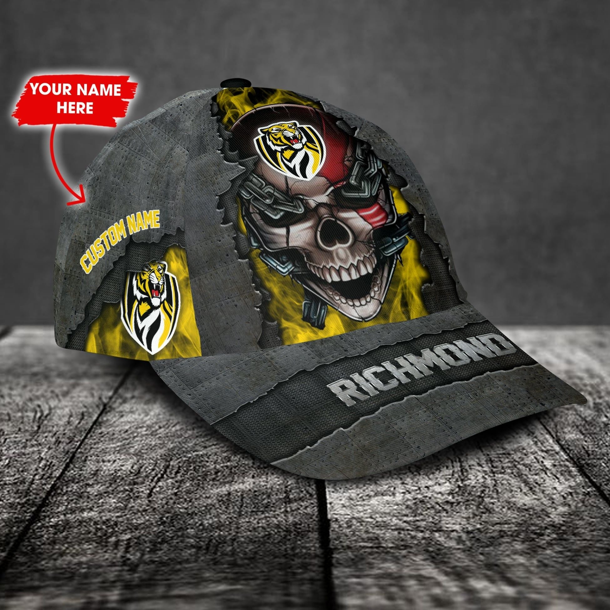 richmond-football-club-3d-metal-skull-personalized-classic-cap-02