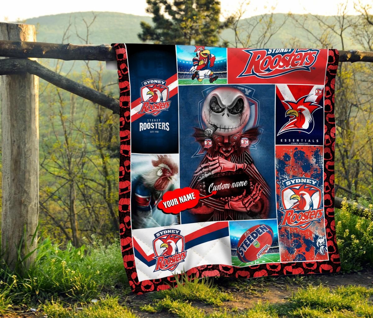 sydney-roosters-quilt-blanket-nrl-quilt-blanket-personalized-jack-skellington