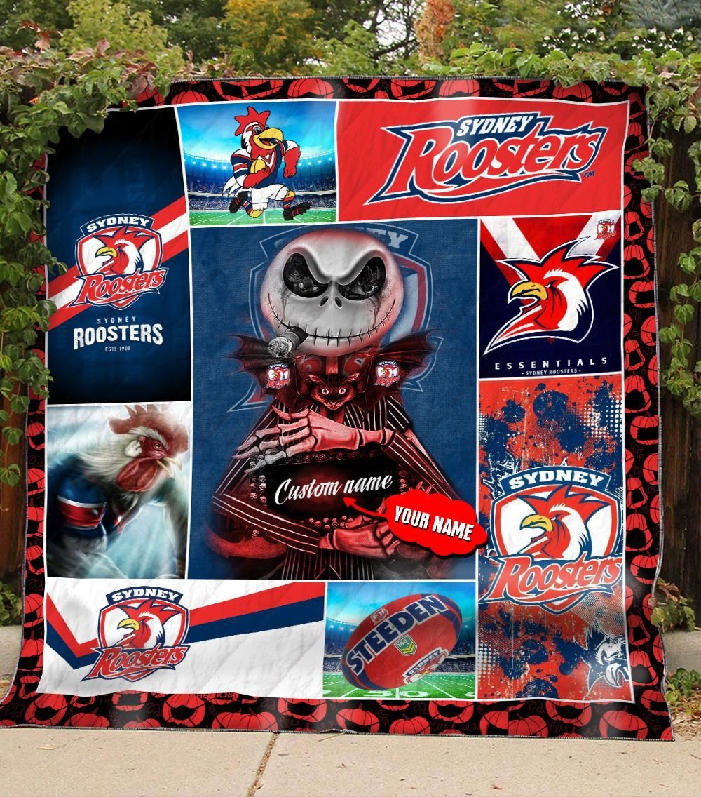 sydney-roosters-quilt-blanket-nrl-quilt-blanket-personalized-jack-skellington