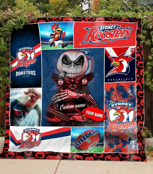 sydney-roosters-quilt-blanket-nrl-quilt-blanket-personalized-jack-skellington