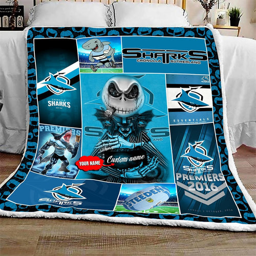cronulla-sutherland-sharks-quilt-blanket-nrl-quilt-blanket-personalized-jack-skellington