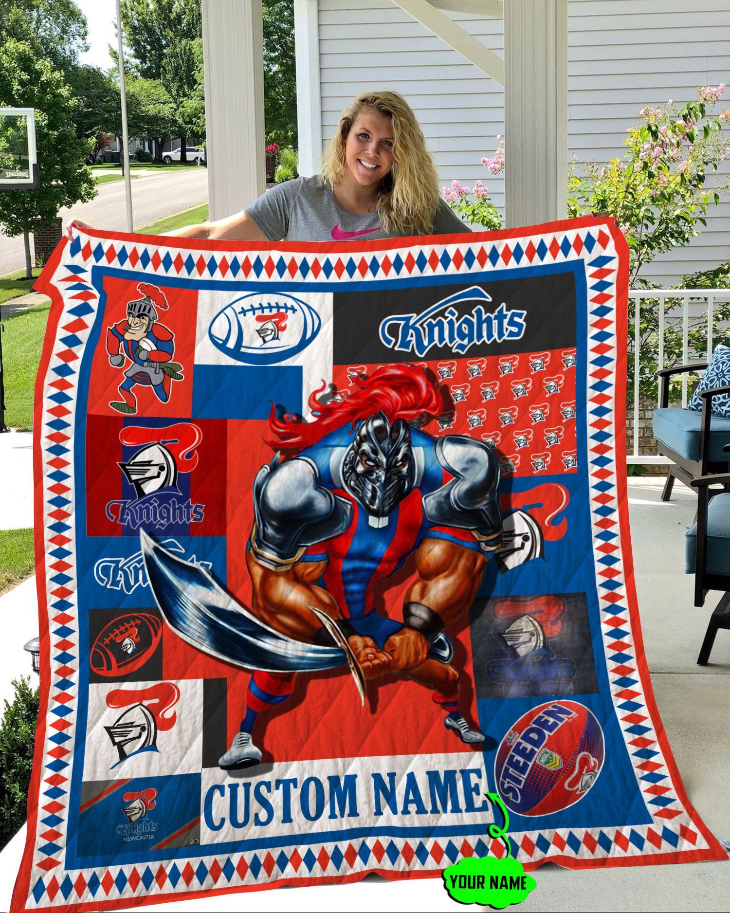 personalized-newcastle-knights-mascot-quilt-blanket-nrl