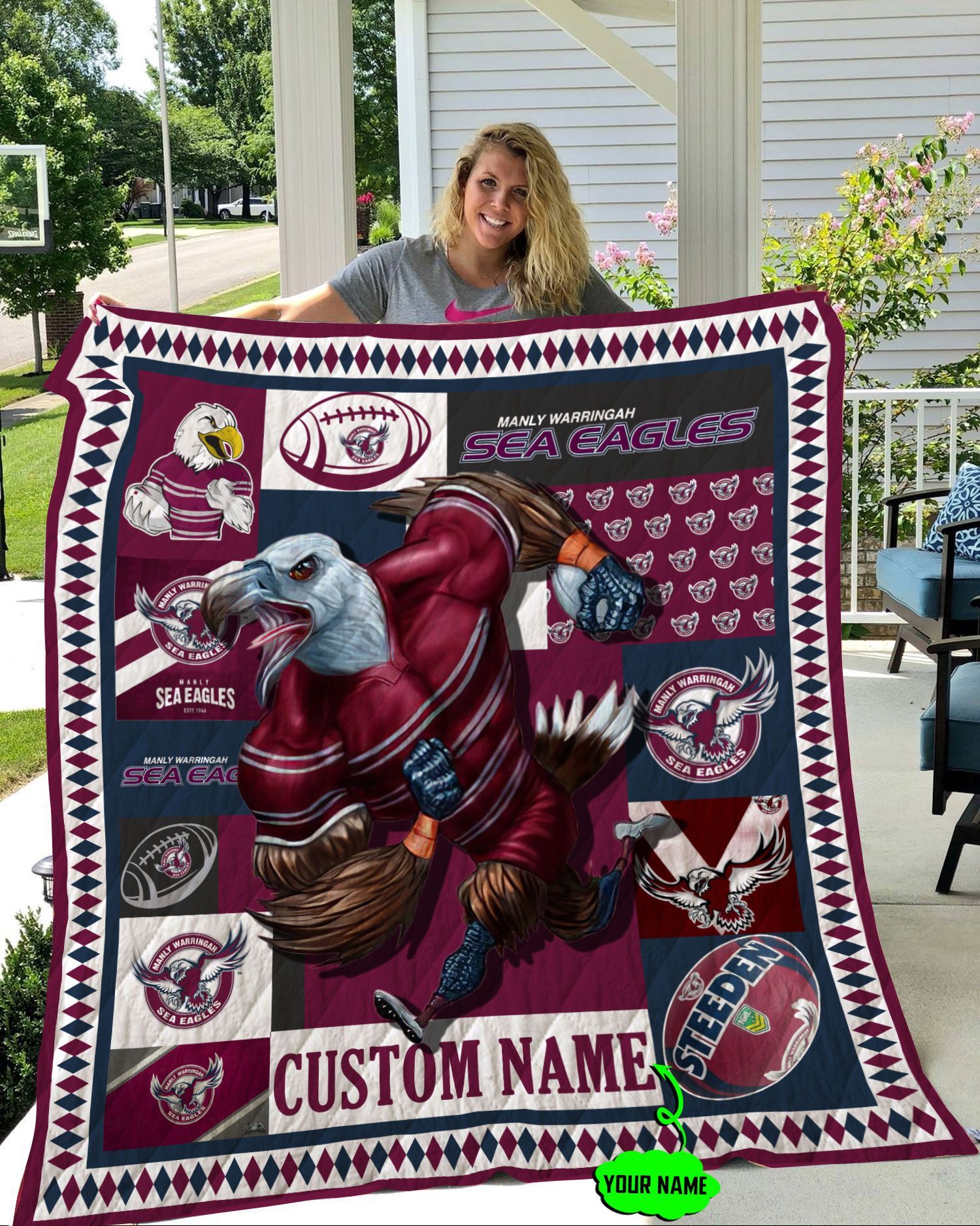 personalized-manly-warringah-sea-eagles-mascot-quilt-blanket-nrl