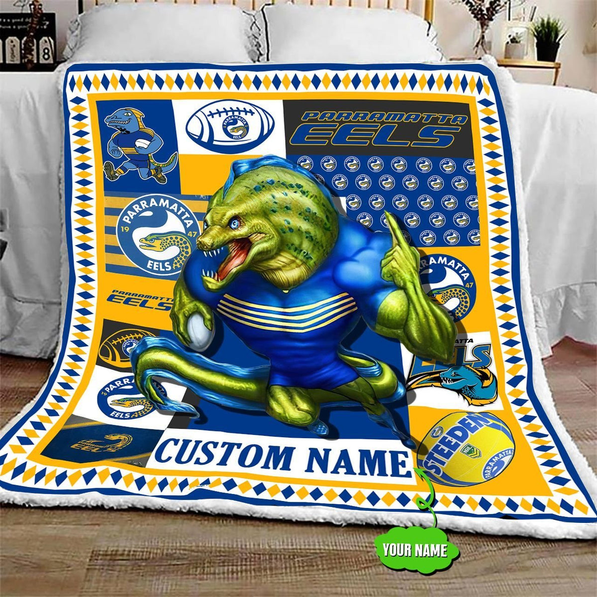 personalized-parramatta-eels-mascot-quilt-blanket-nrl