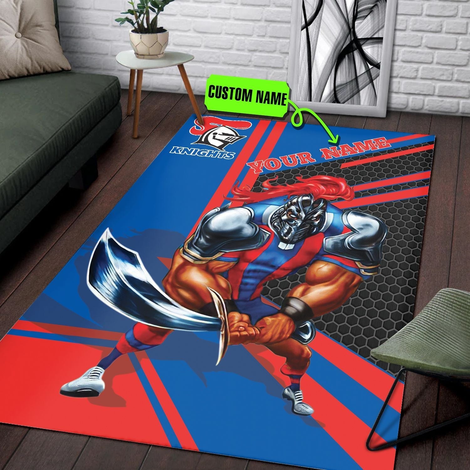 personalized-newcastle-knights-nrl-vector-mascot-edition-rug