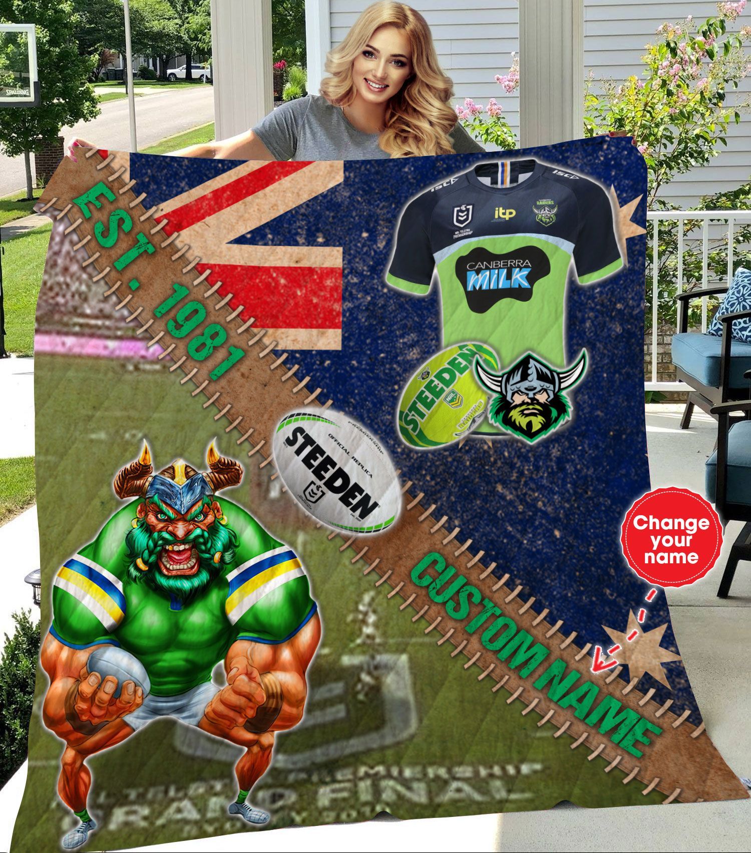 personalized-canberra-raiders-stadium-mascot-quilt-blanket-nrl