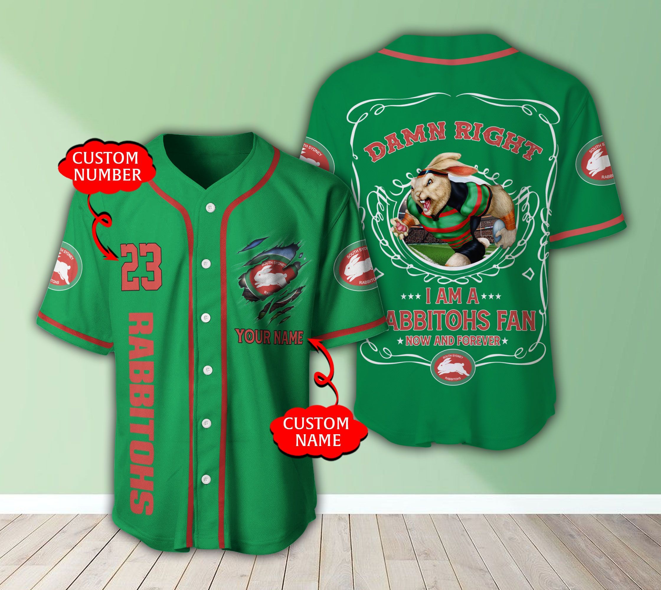 south-sydney-rabbitohs-nrl-3d-personalized-baseball-jersey-damn-right