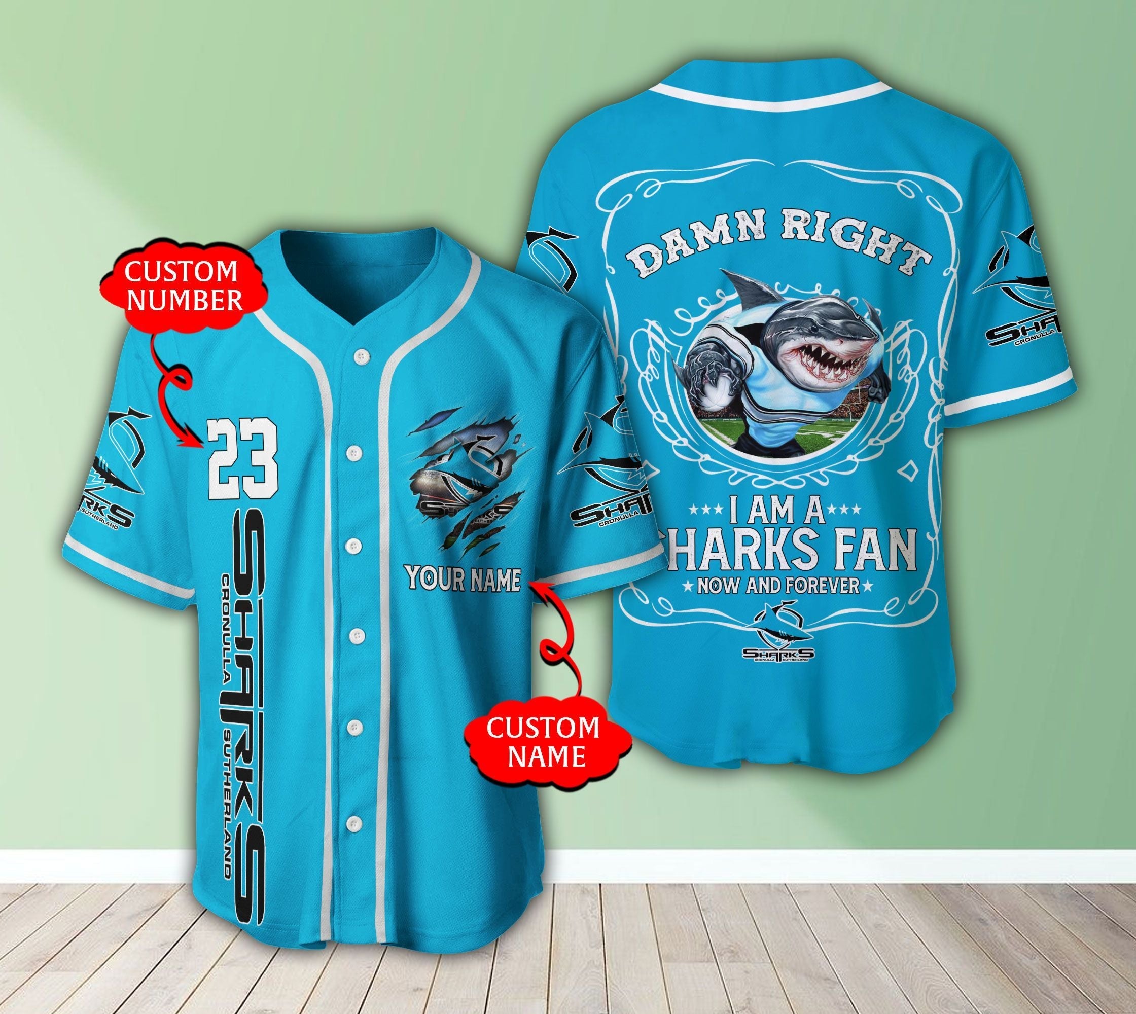cronulla-sutherland-sharks-nrl-3d-personalized-baseball-jersey-damn-right