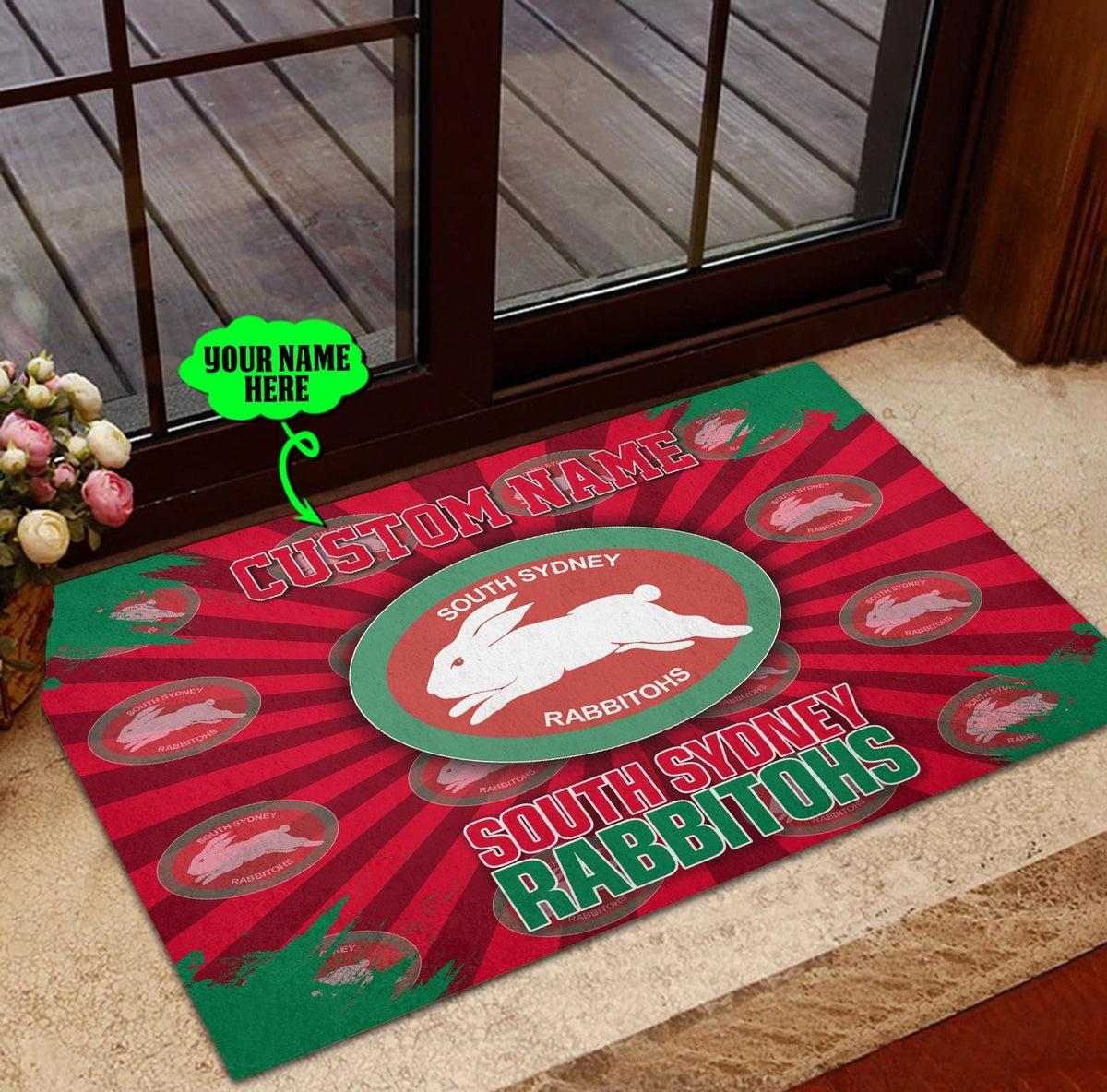 south-sydney-rabbitohs-doormat-personalized