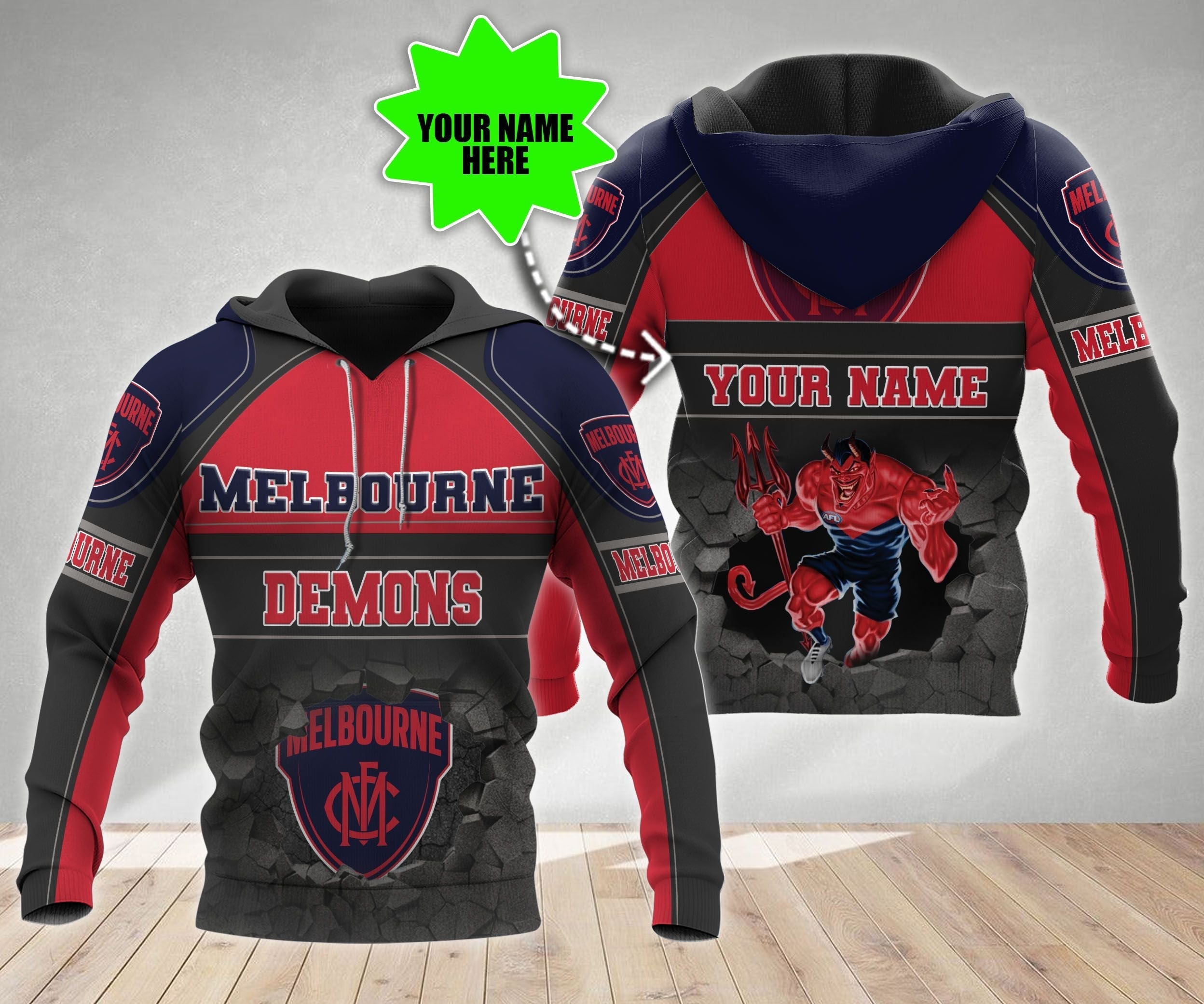 personalized-melbourne-football-club-3d-hoodie-afl-3d-hoodie-broken-wall