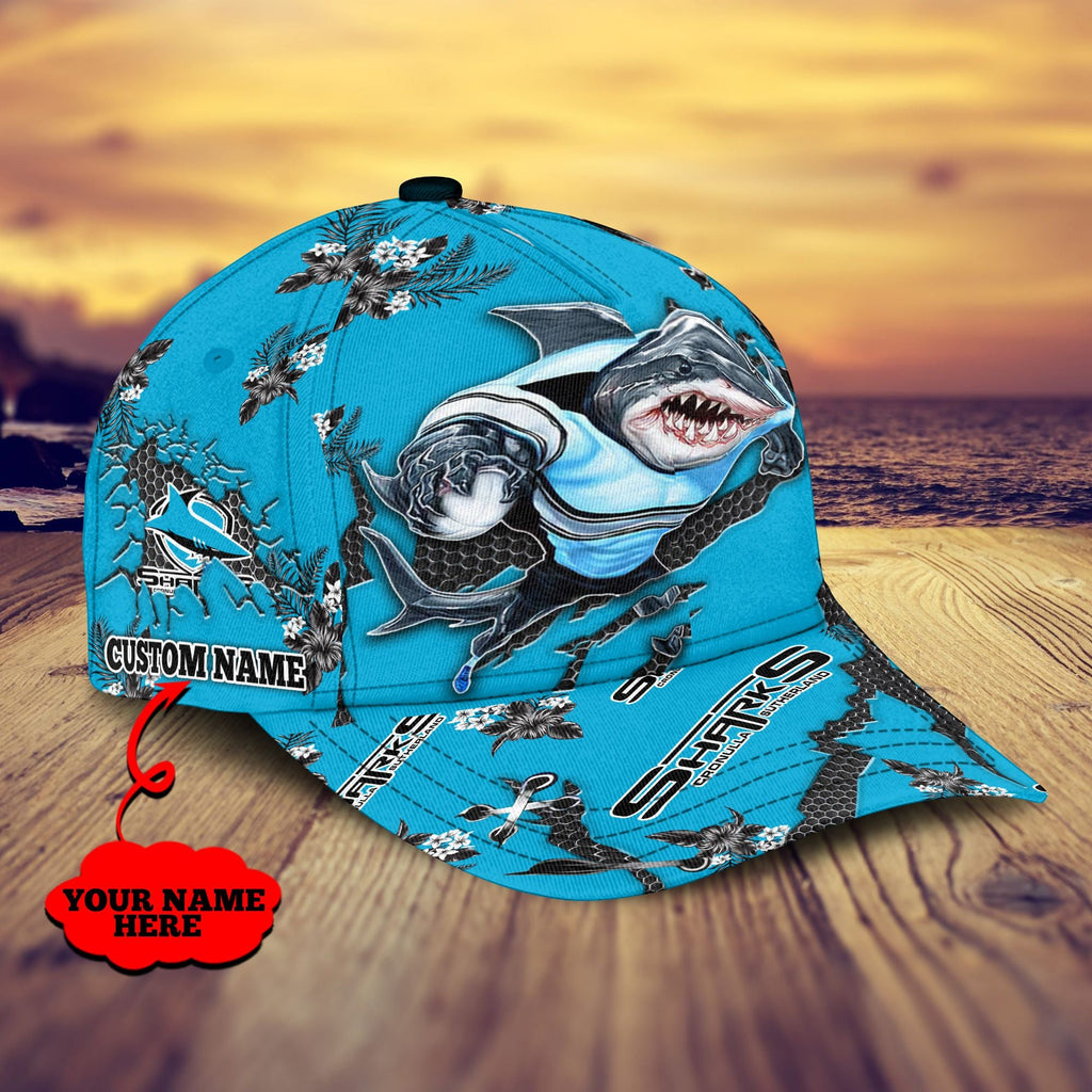 cronulla-sutherland-sharks-nrl-classic-cap-personalized-mascot-flower