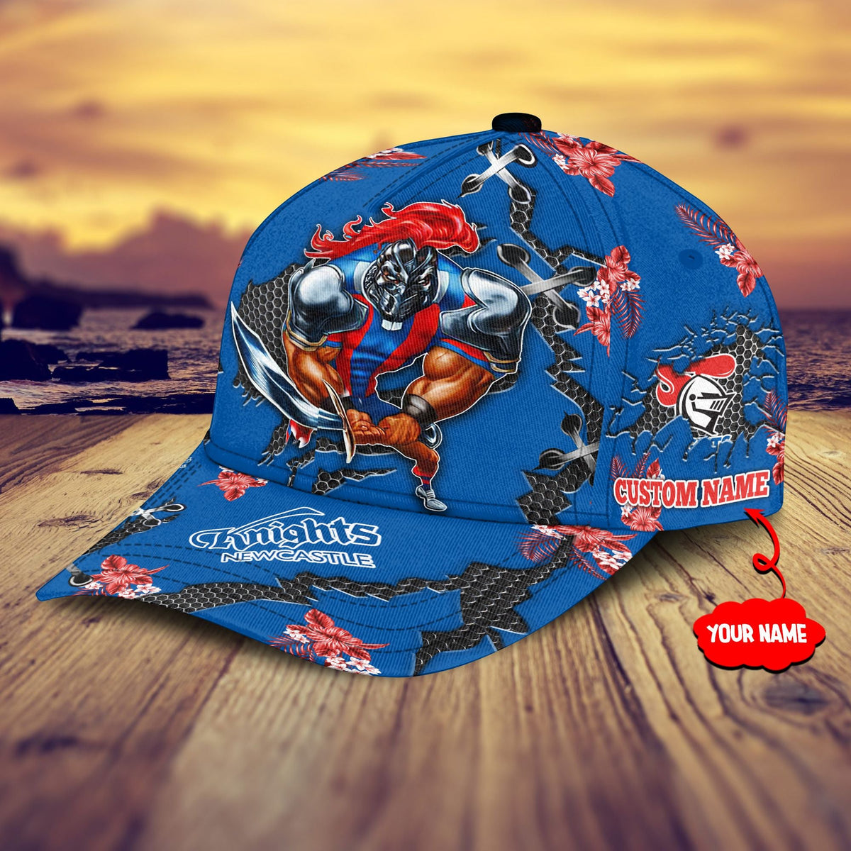 newcastle-knights-nrl-classic-cap-personalized-mascot-flower